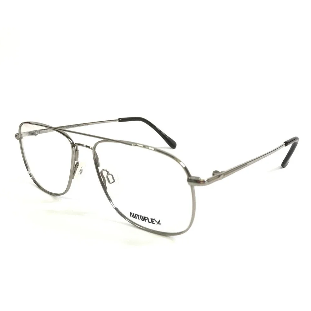 Autoflex Flexon Eyeglasses Frames 44 NATURAL Silver Aviator Wire Rim 55-16-140